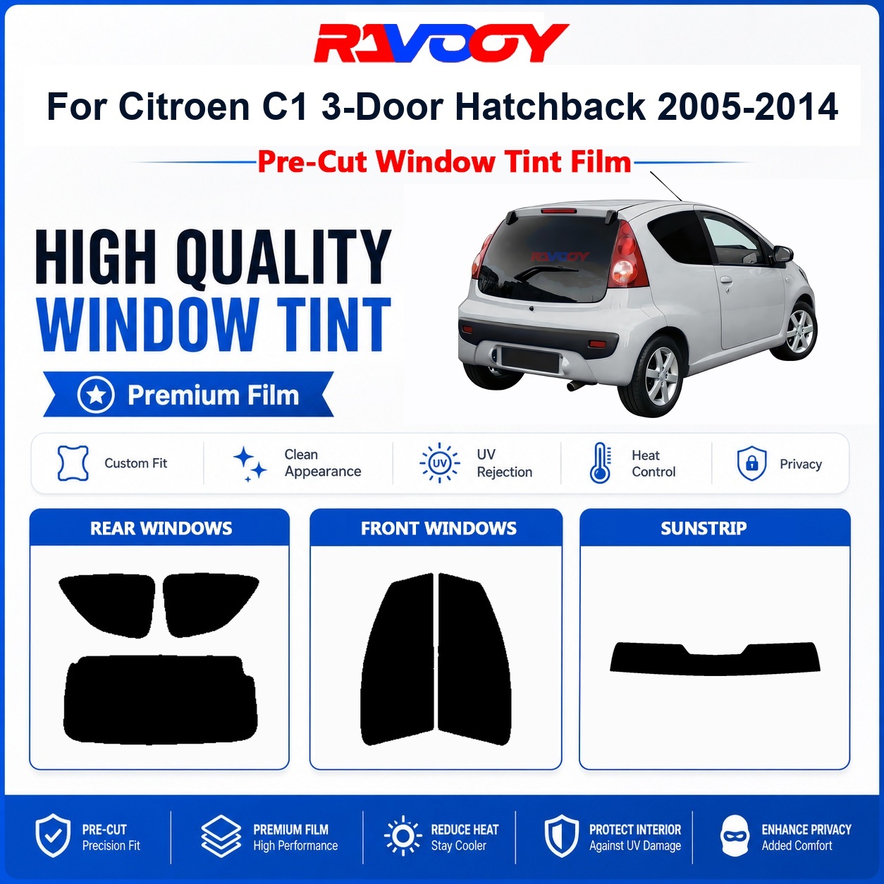 Privacy Screen Protector - Citroen C1 3 Kapılı Hatchback 2005-2014